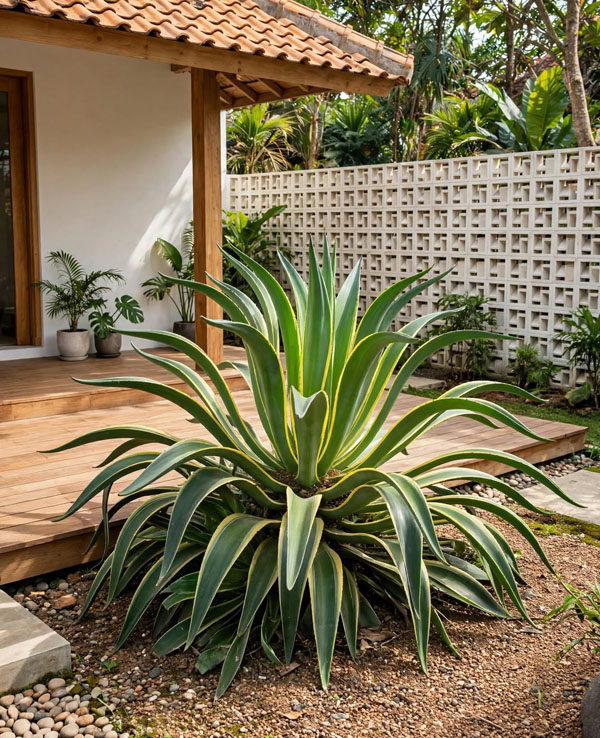 Taman belakang dengan agave