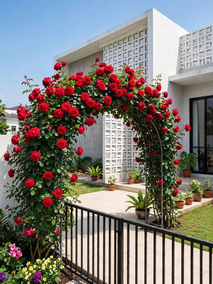 taman bunga bunga mawar merah