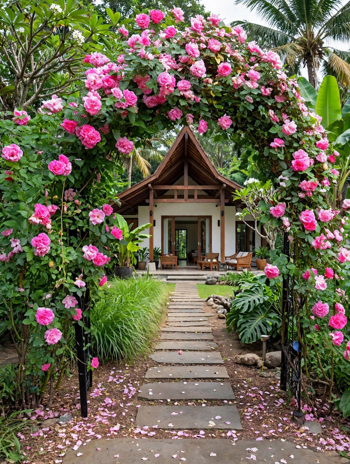bunga mawar rambat pink