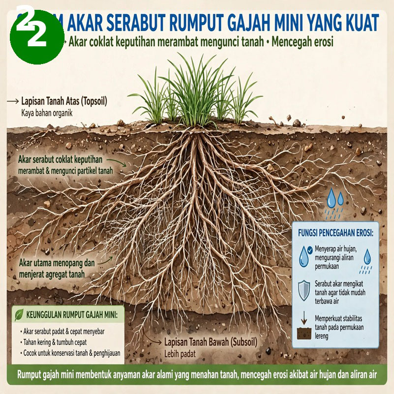 akar rumput gajah mini